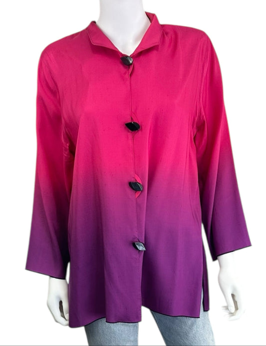 CAROLINE ROSE 100% Silk Pink Ombre Jacket Size M