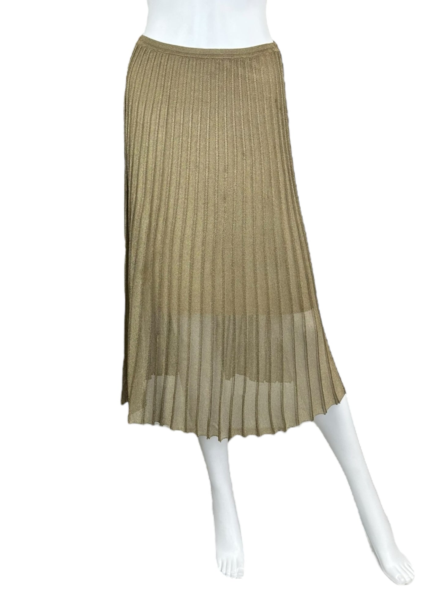 Vince Gold Pleated Midi Skirt Size S