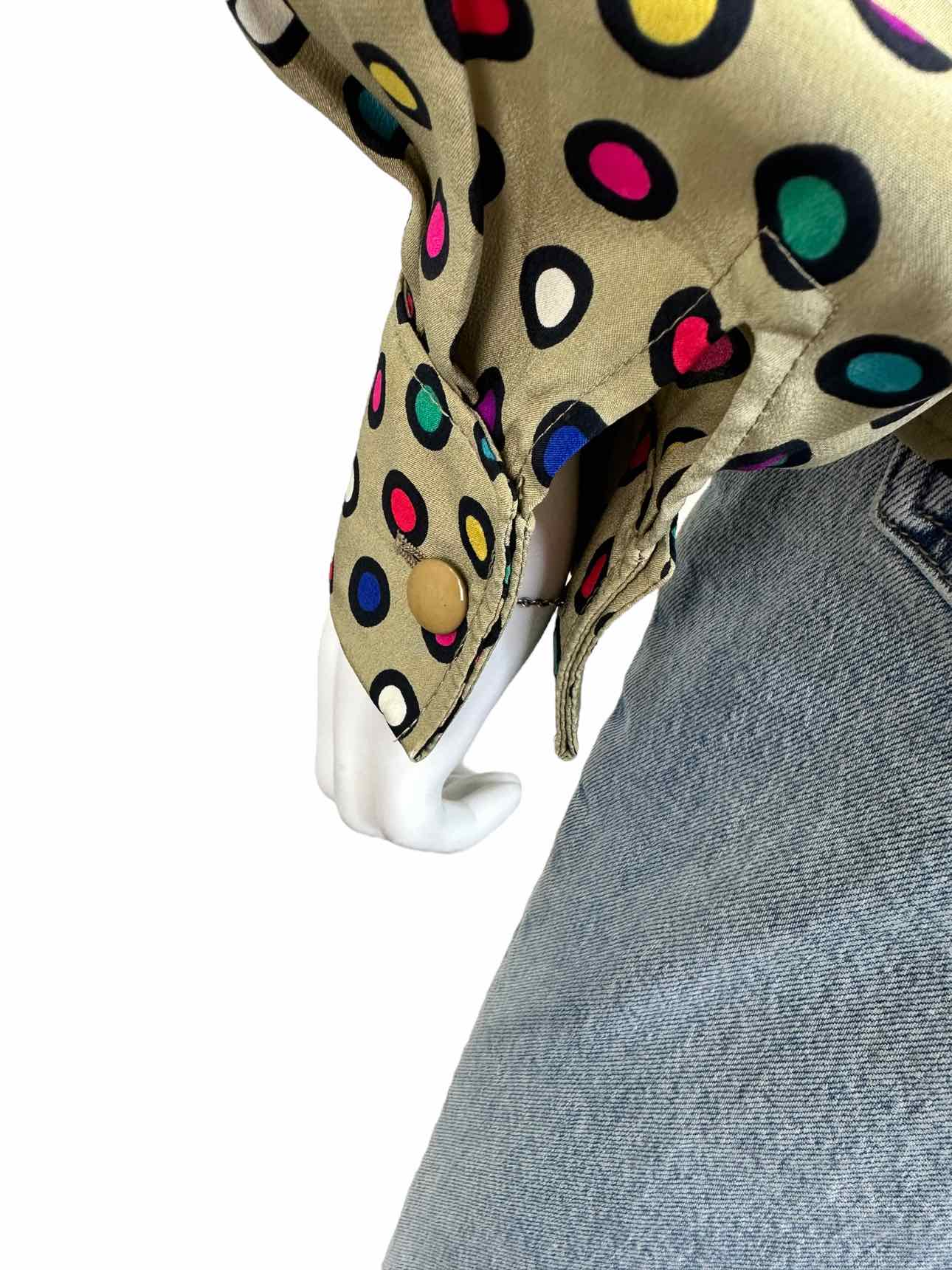 Valentino 100% SILK Vintage Polka Dot Blouse Size 10