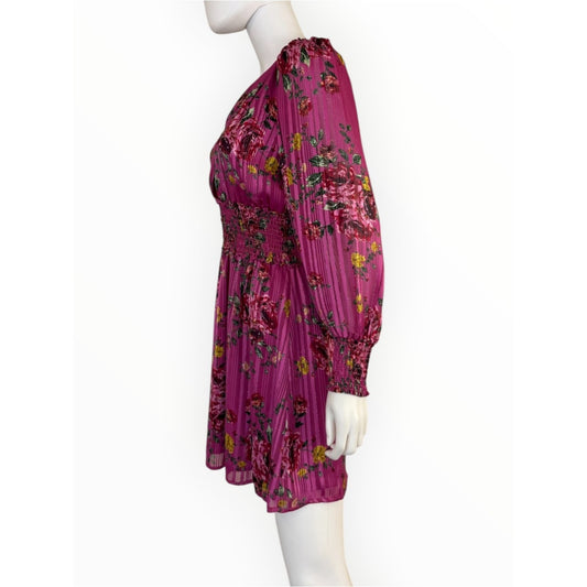 WAYF NWT Magenta Stripe Floral Mini Dress Size S