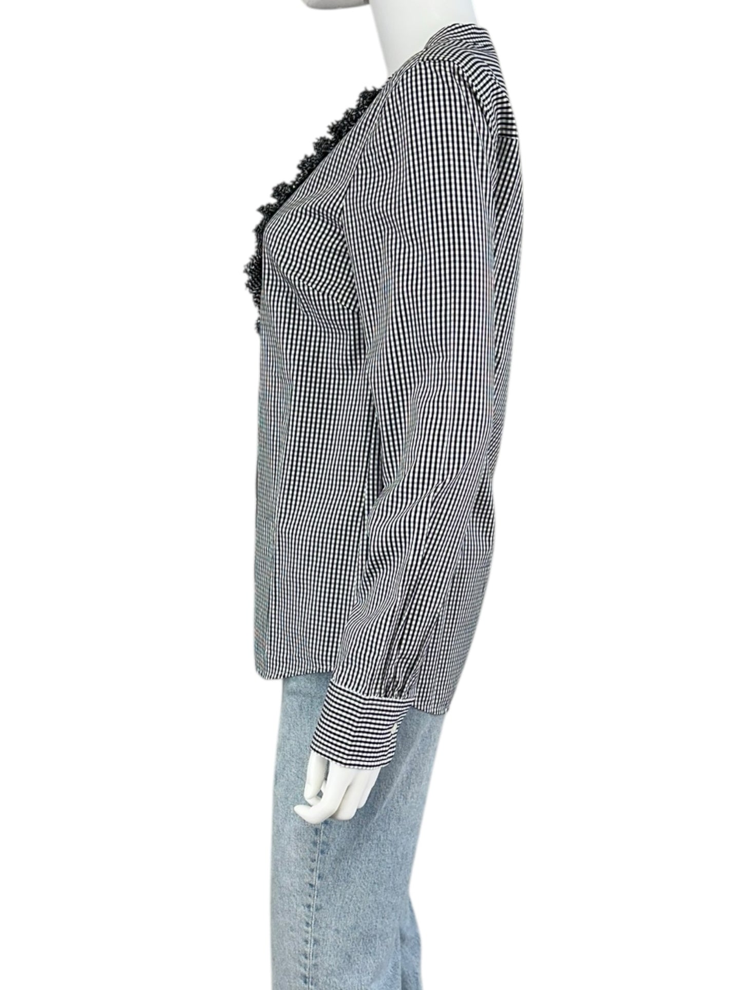 J. Crew Black Gingham Check Button-Down Size 4