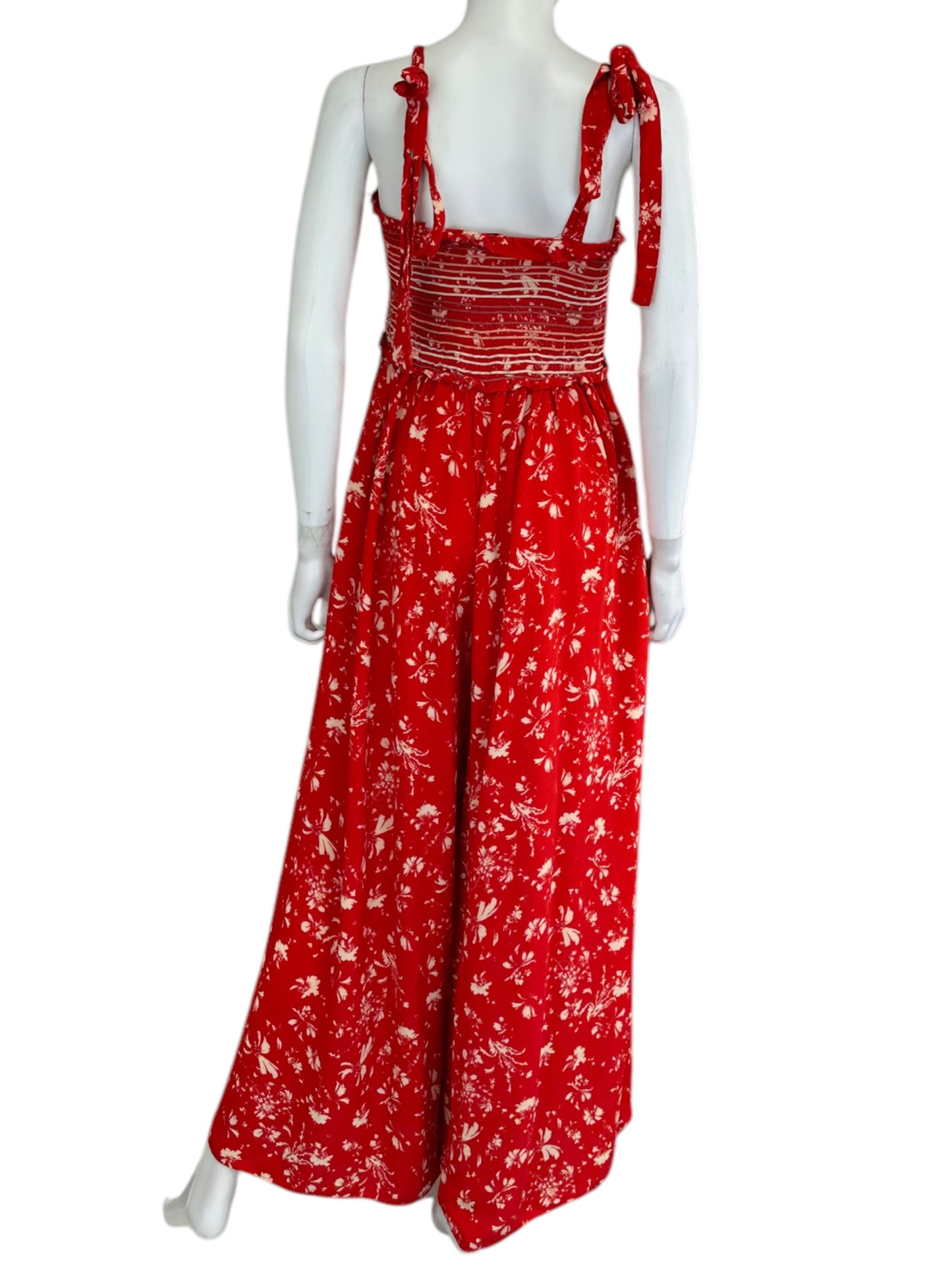 Free People Red Flowy Jumpsuit Size S