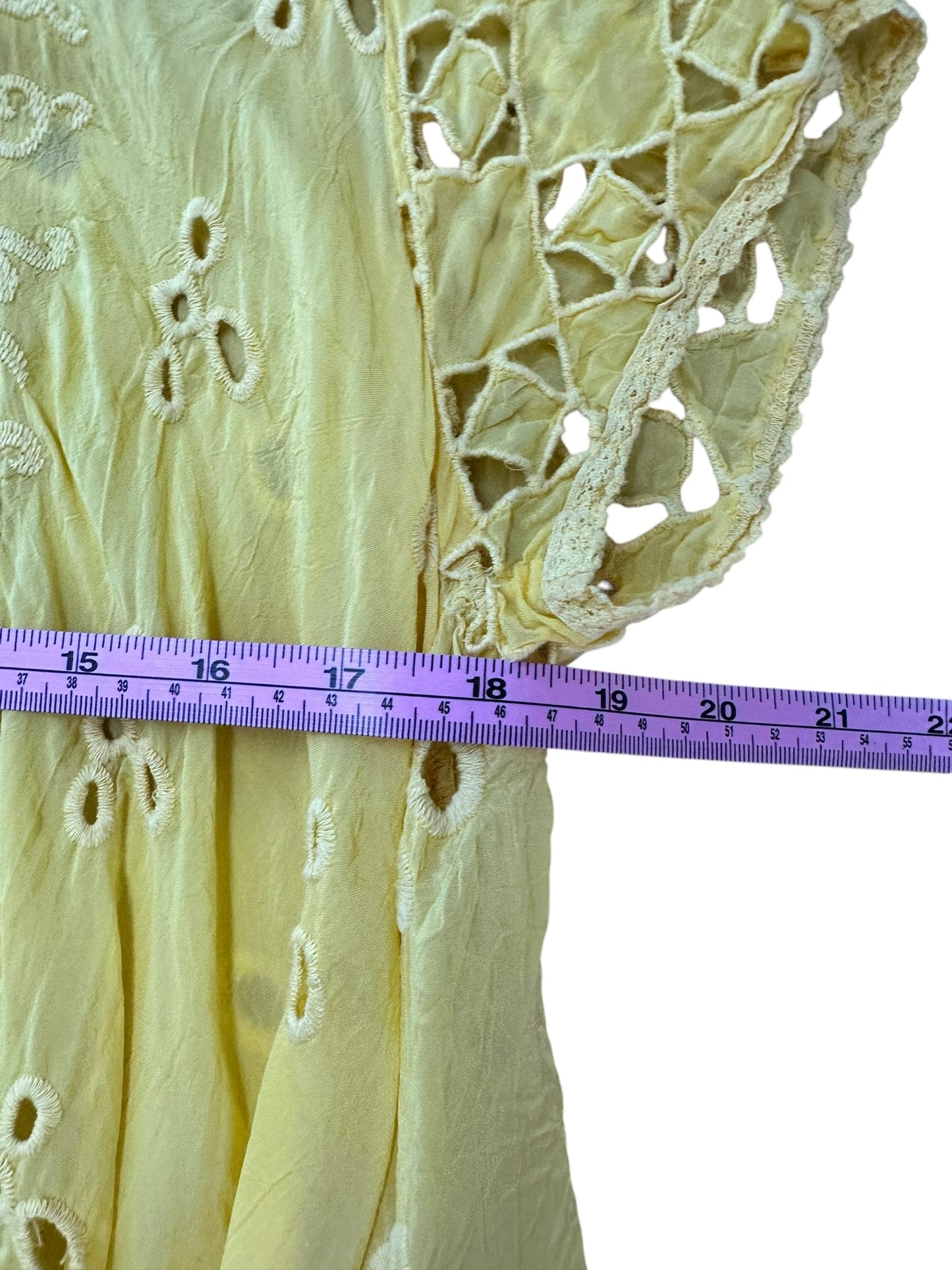 Johnny Was Yellow Eyelet Blouse Size M