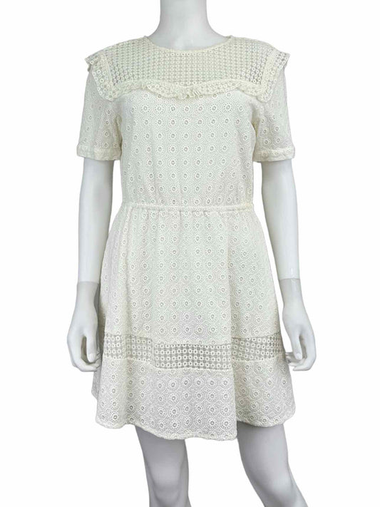 REBECCA MINKOFF Cream Eyelet Mini Dress Size M