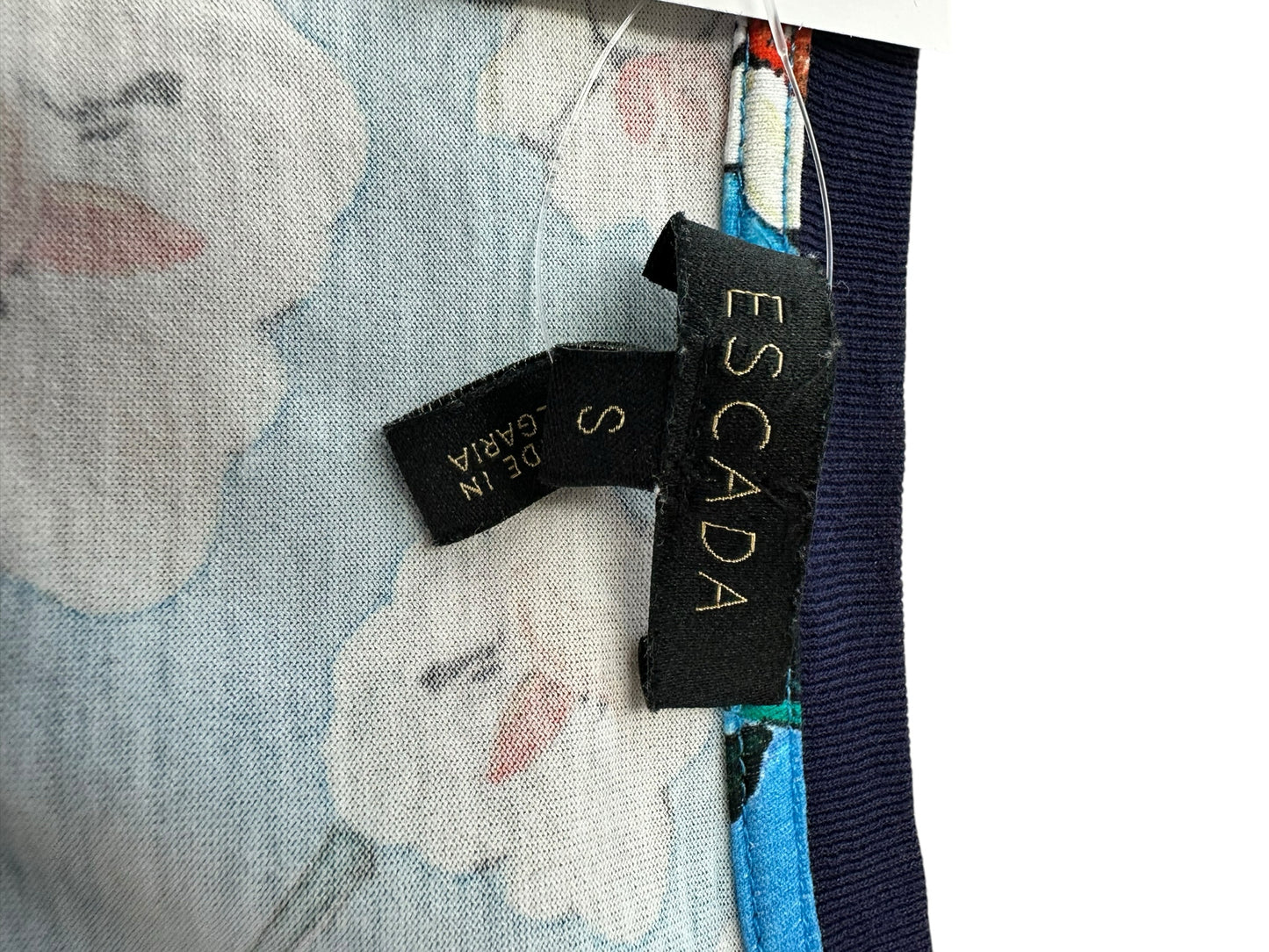 ESCADA Blue Floral Long Sleeve Top Size S