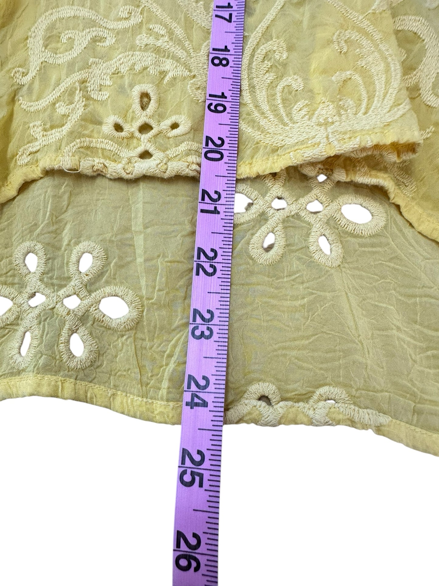 Johnny Was Yellow Eyelet Blouse Size M