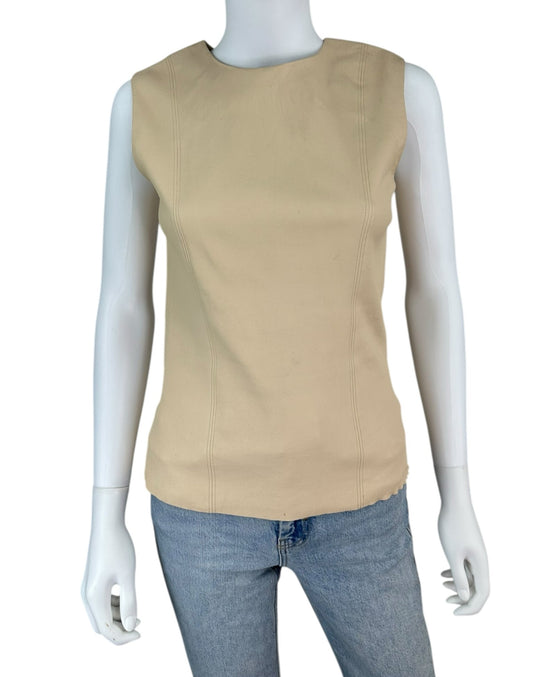 Helmut Lang Beige Lamb Leather Top Size 4