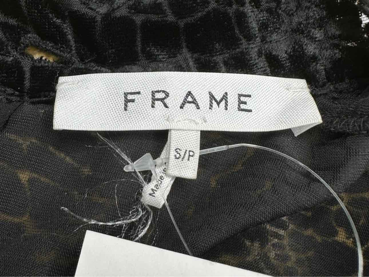FRAME Black Velvet Croc Blouse Size S