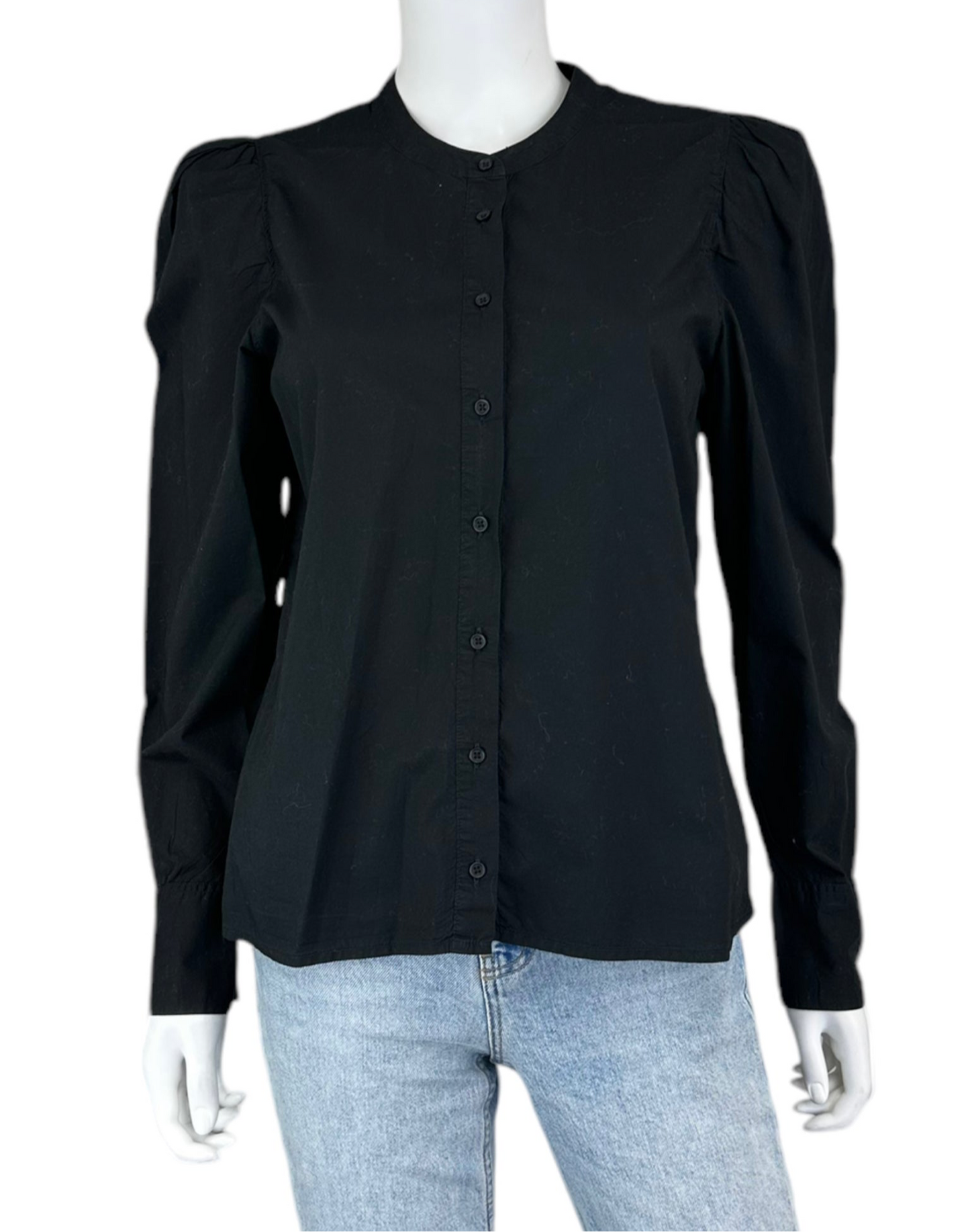 Nation Black 100% Cotton Button-Down Shirt Size S