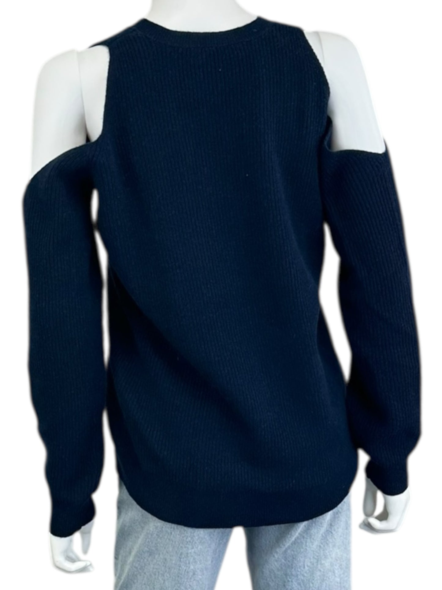 MILLY Navy 100% Cashmere Cold Shoulder Sweater Size S