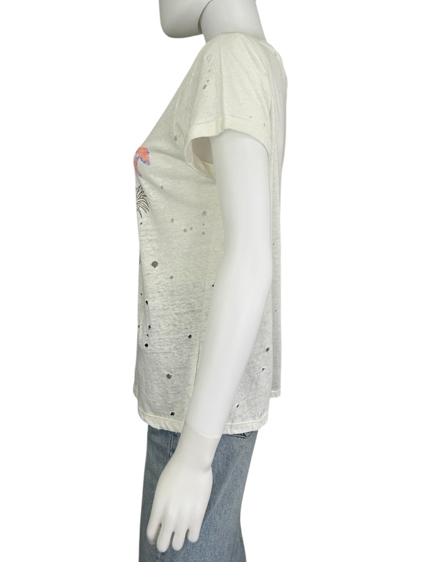 Lauren Moshi Distressed Bess If I Roar Graphic Tee Size XS