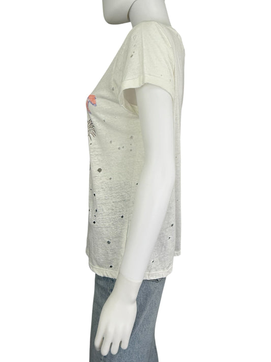 Lauren Moshi Distressed Bess If I Roar Graphic Tee Size XS