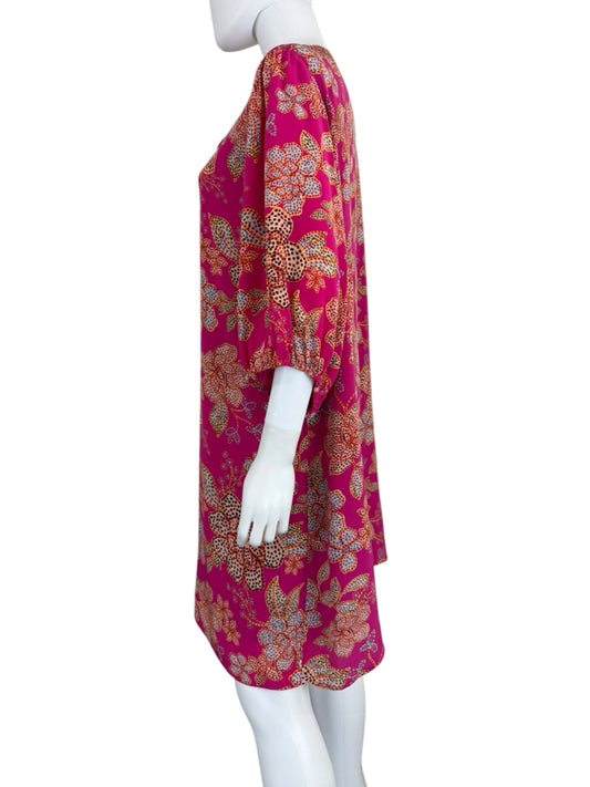 Johnny Was Fuchsia Vesna Silk Floral Dress Size L