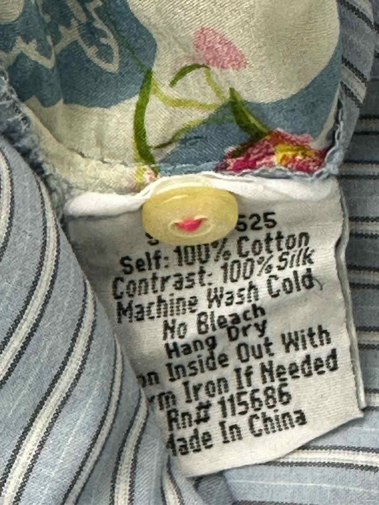 Johnny Was Blue Striped Button-Down Shirt Size XS