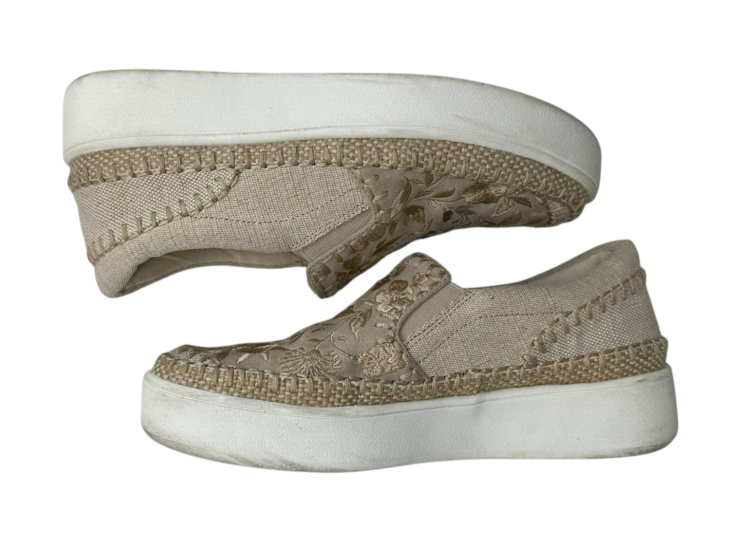 Johnny Was Tan Embroidered Cecilia Slip-on Sneakers Size 8.5
