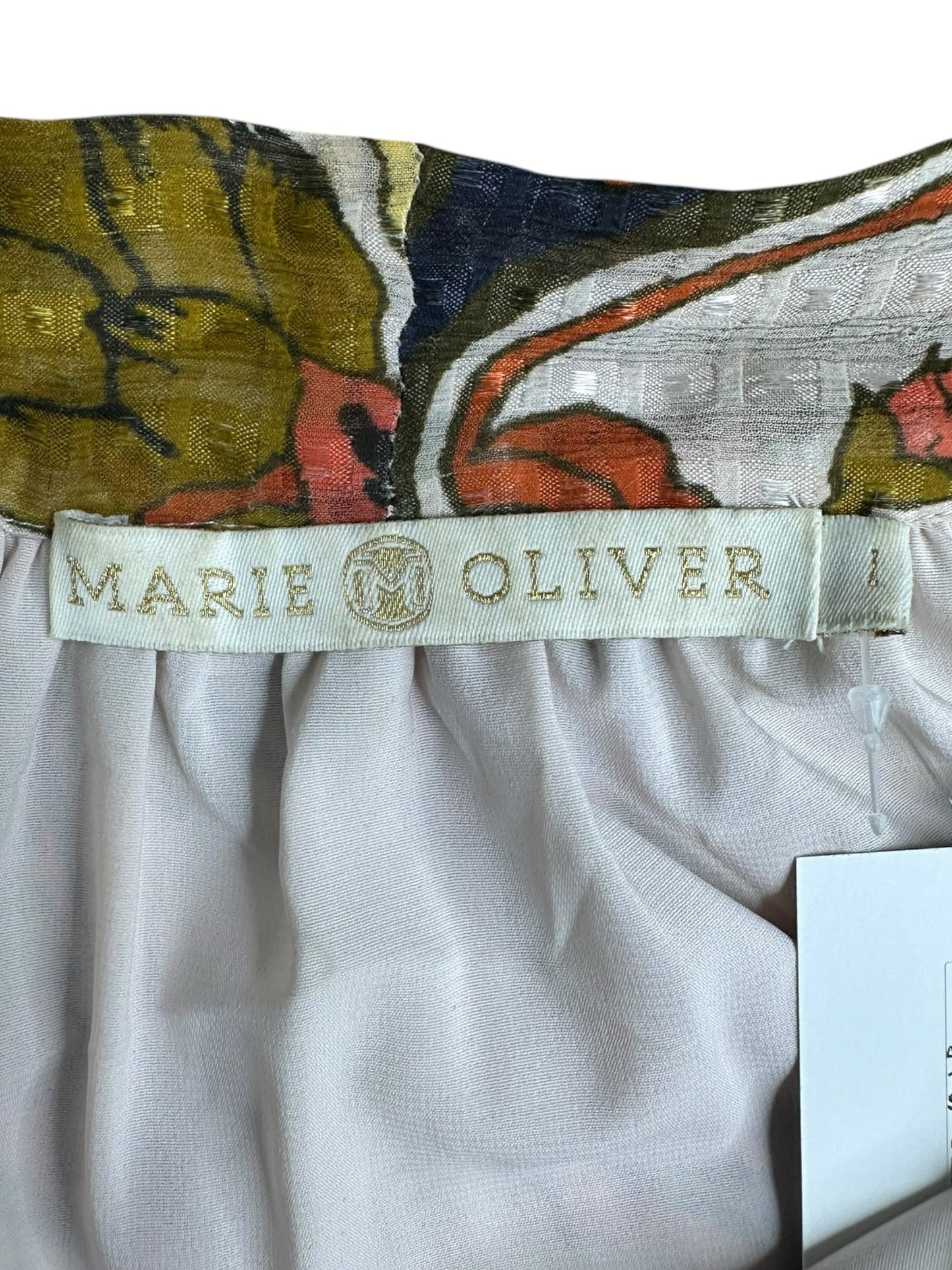 marie oliver SILK BLEND Cream Floral Blouse Size L