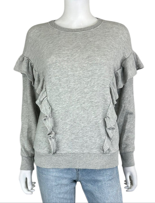 joie Gray Ruffle Knit Top Size S
