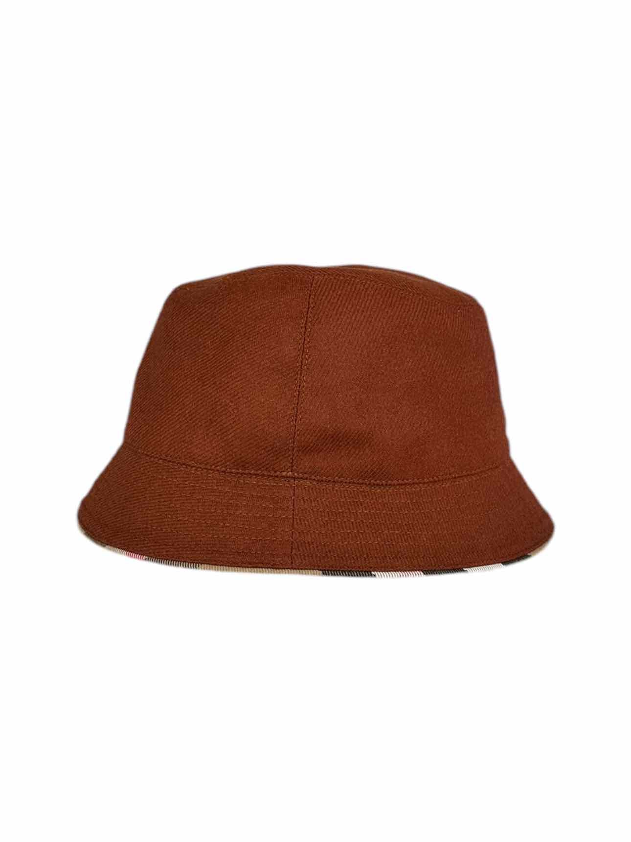 BURBERRY Burnt Orange Wool Bucket Hat Size M