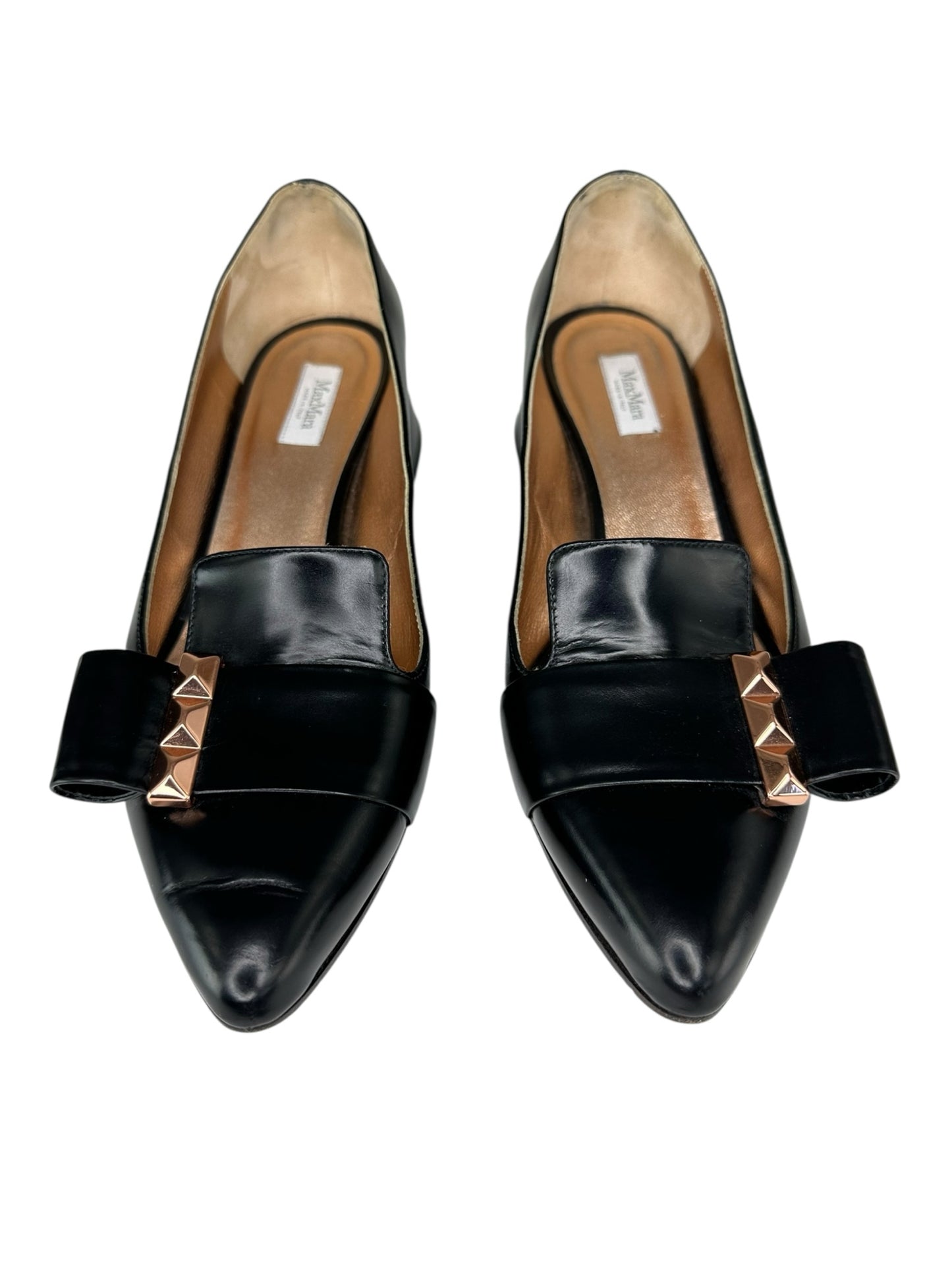 Max Mara Black Leather Colomba Pumps Size 39