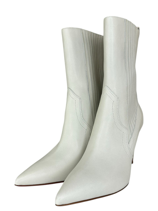 Christian Louboutin Cream Calfskin Santigag 85 Ankle Booties Size 37.5