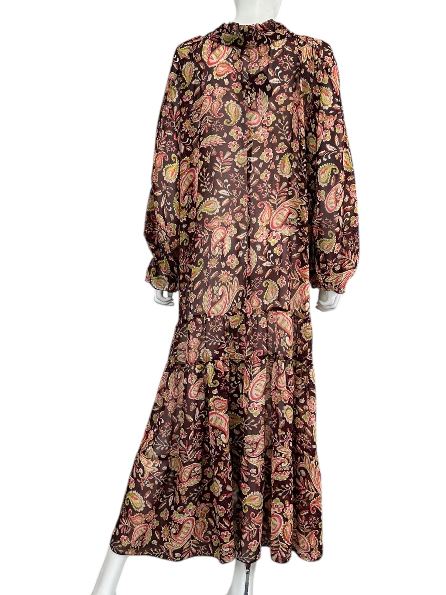 dress forum Burgundy Paisley Mesh Maxi Dress Size L