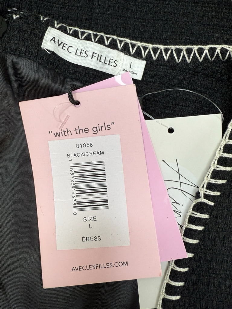 AVEC LES FILLES NWT Black Tweed Cutout Dress Size L