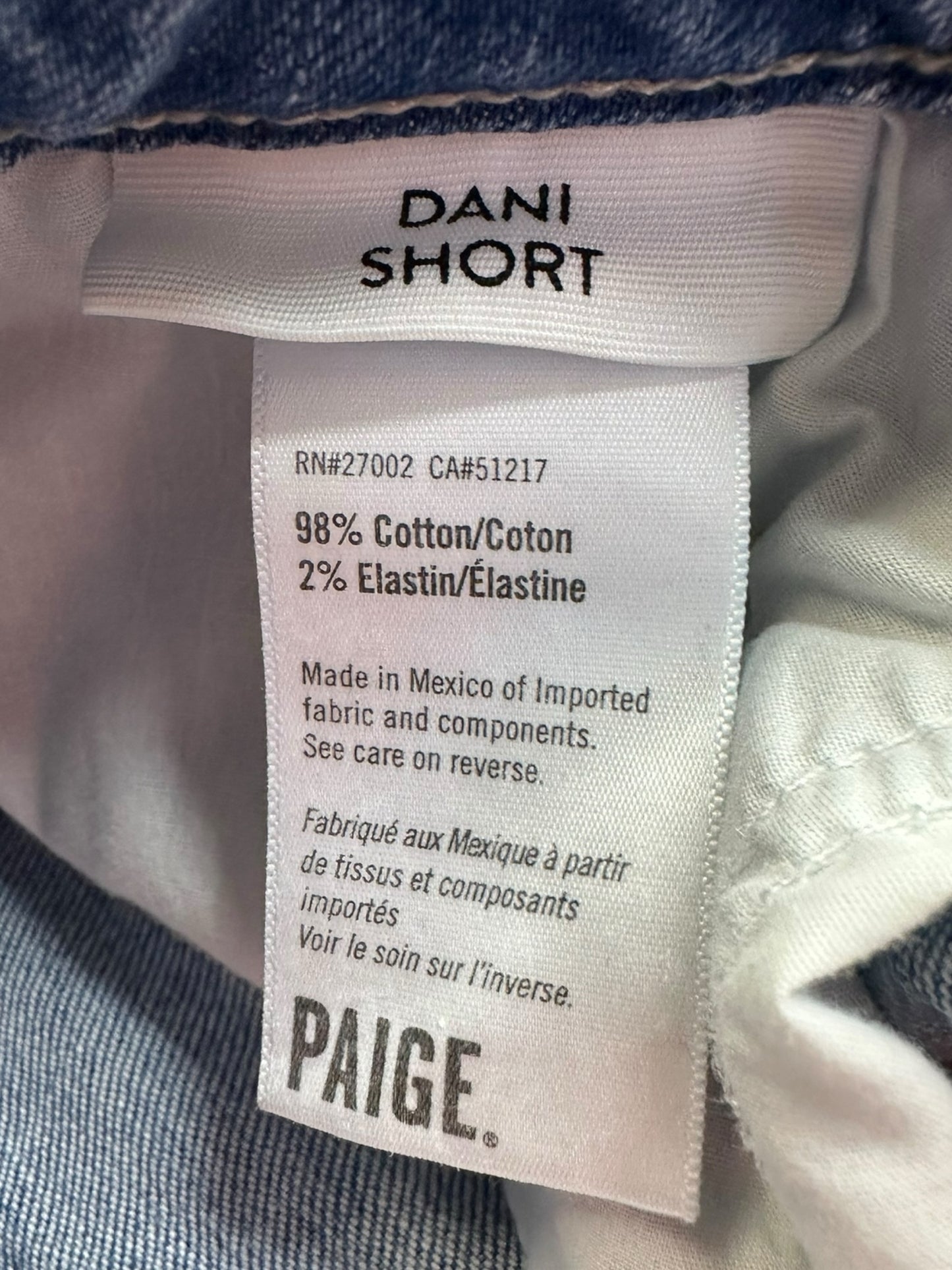 PAIGE Light Wash Denim Shorts Size 27