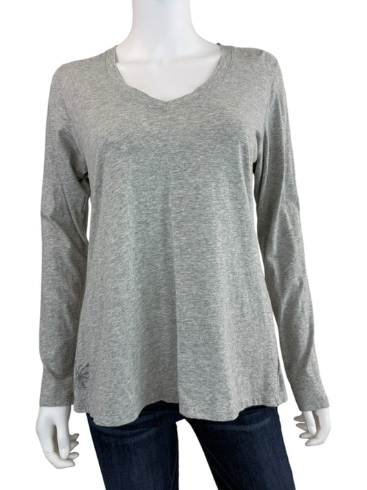 Johnny Was Gray 100% Cotton Long Sleeve Tee Size S