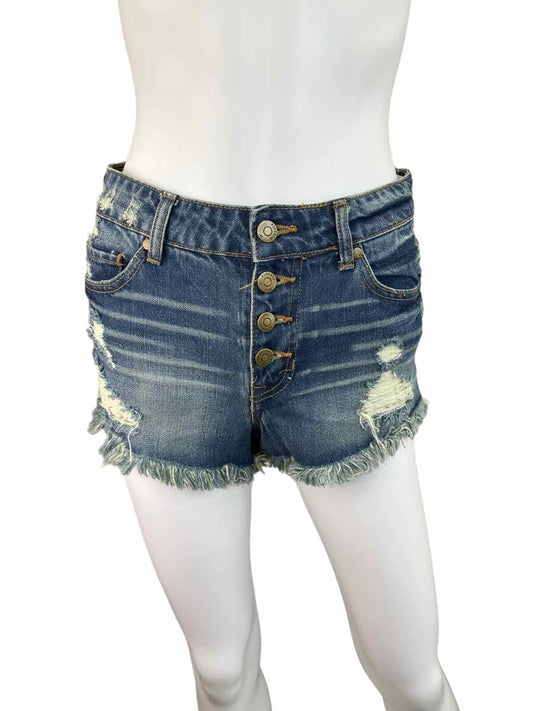 PISTOLA Blue Distressed Denim Shorts Size S