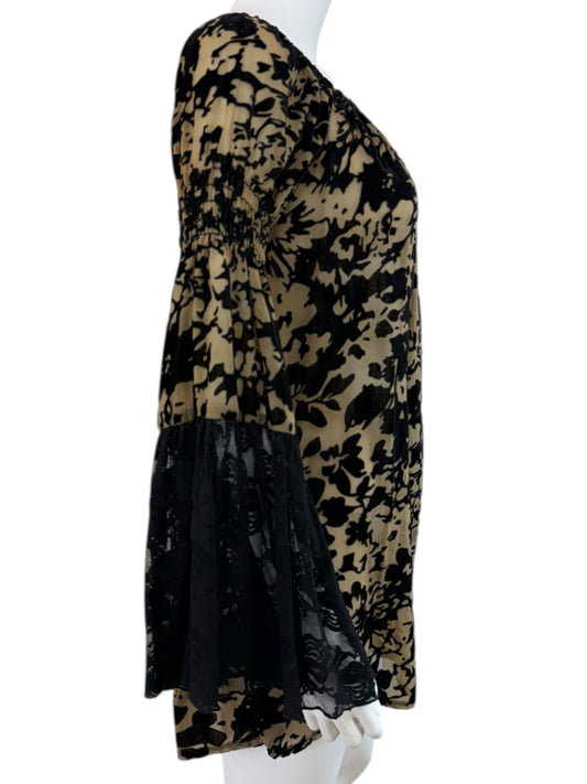 Joseph Ribkoff Black Velvet Burnout Tunic Size 8