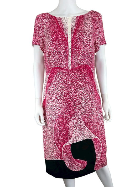 ESCADA Pink Swirl Print Midi Dress Size 42