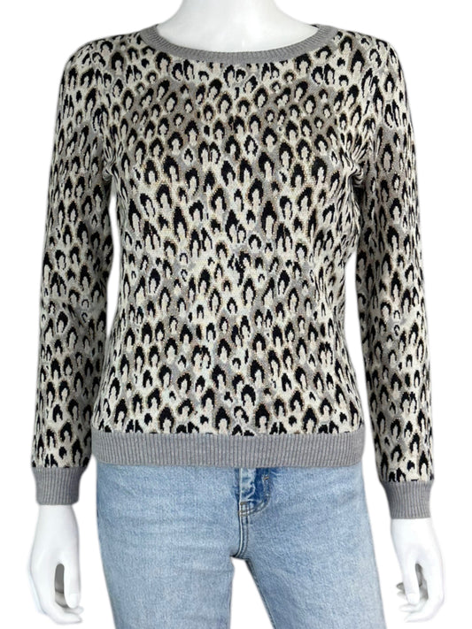 Diane von Furstenberg Gray Leopard Print Wool Sweater Size S