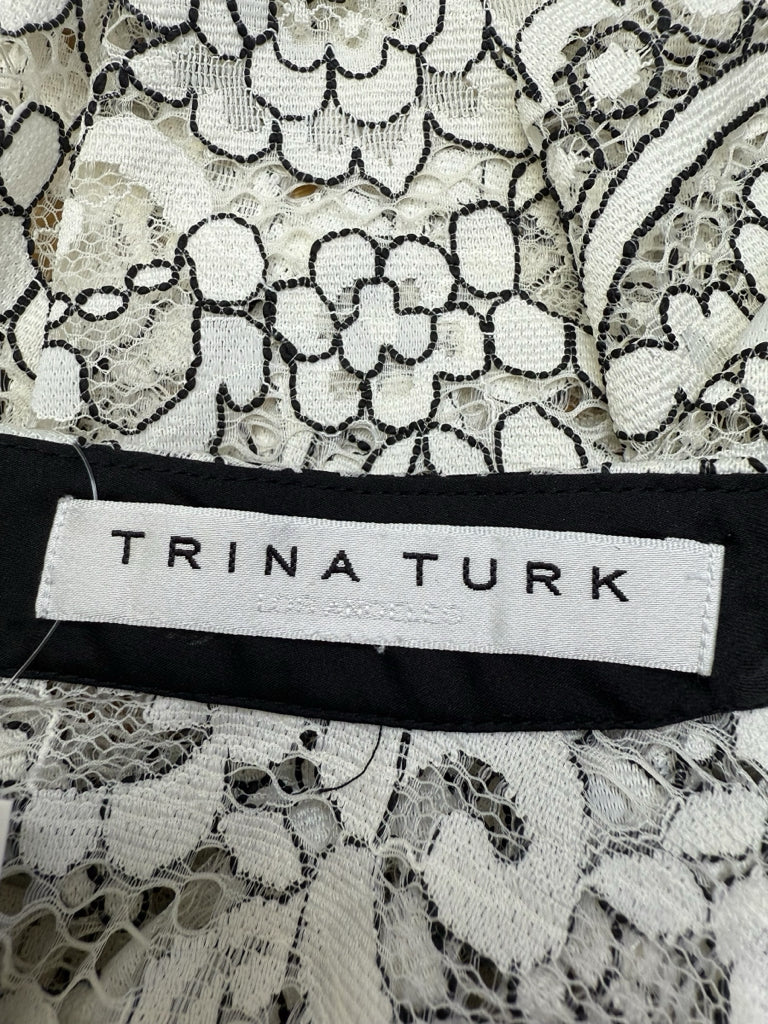 TRINA TURK White Floral Martigues Lace Top Size S