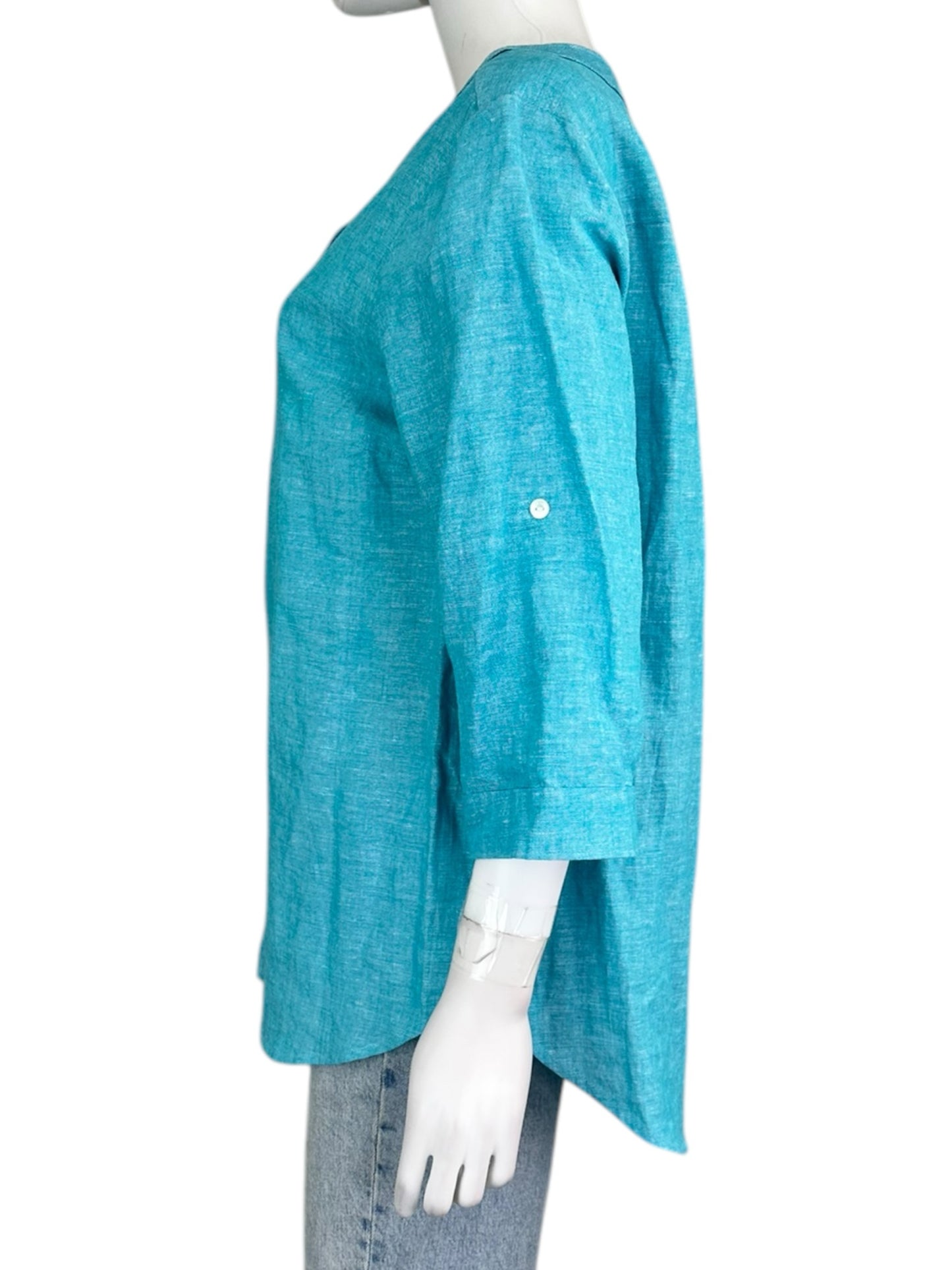 sharon young LINEN BLEND Blue Blouse Size M
