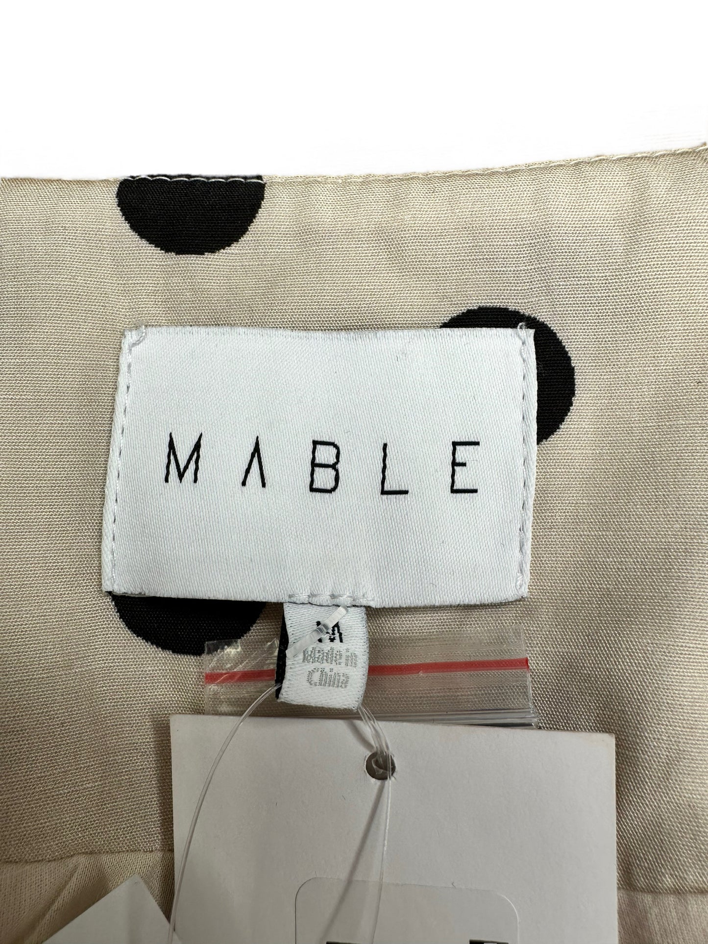 MABLE NWT Beige Linen Polka Dot Vest Blouse Size M