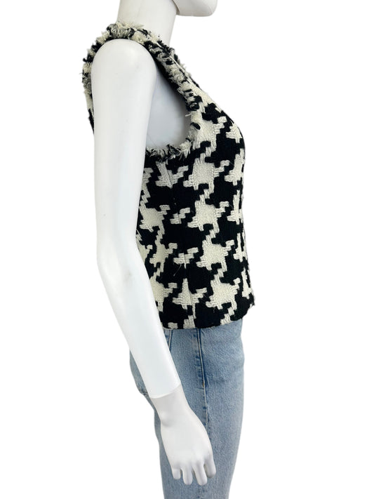 cabi Wool Blend Black and White Houndstooth Vest Size XS