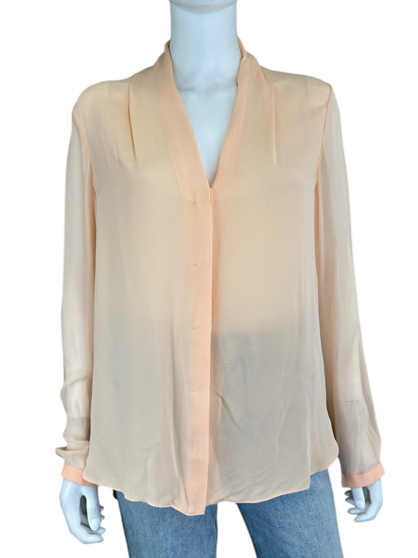 ELIE TAHARI 100% Silk Pink Button-Down Size M