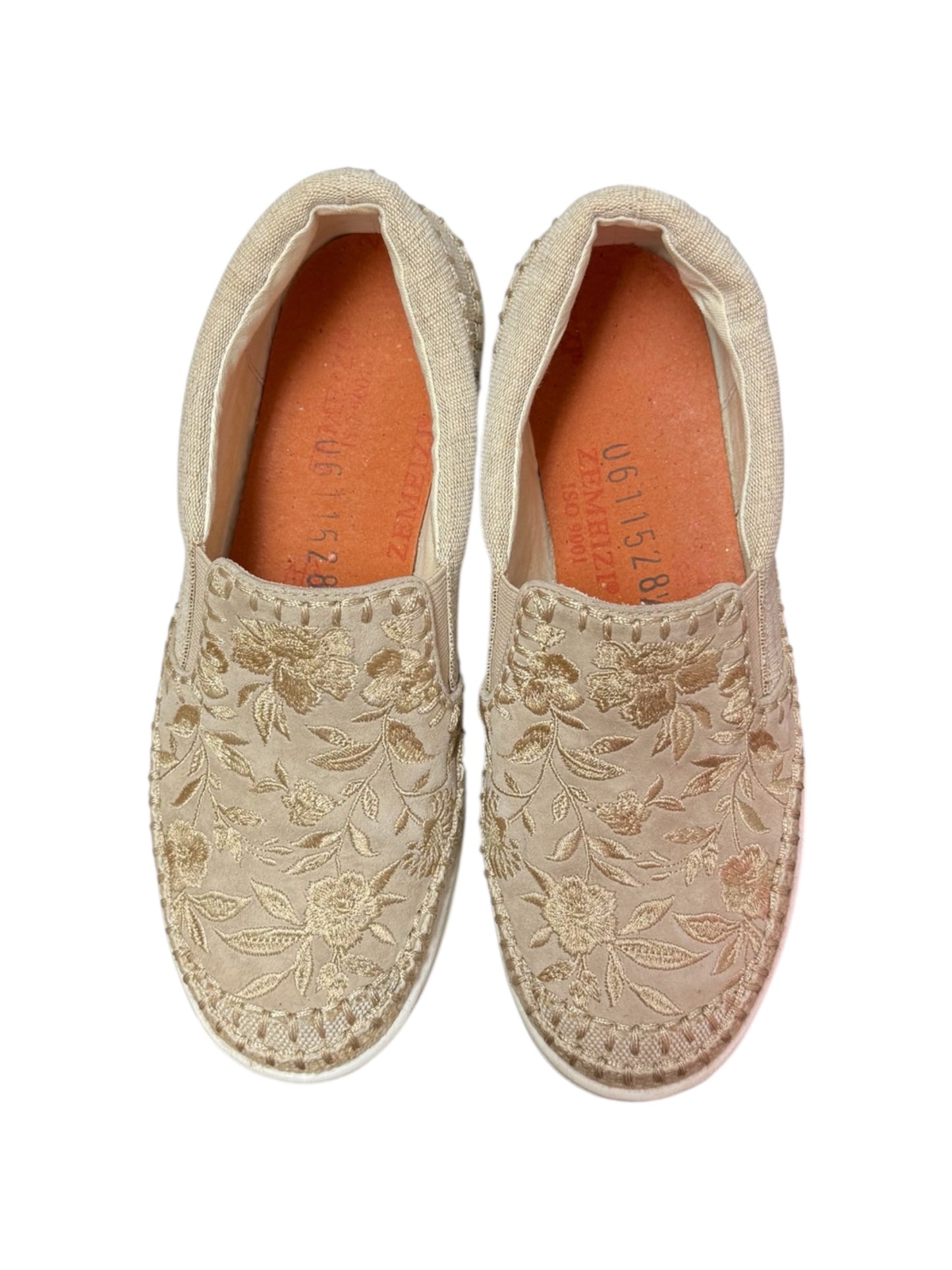 Johnny Was Tan Embroidered Cecilia Slip-on Sneakers Size 8.5