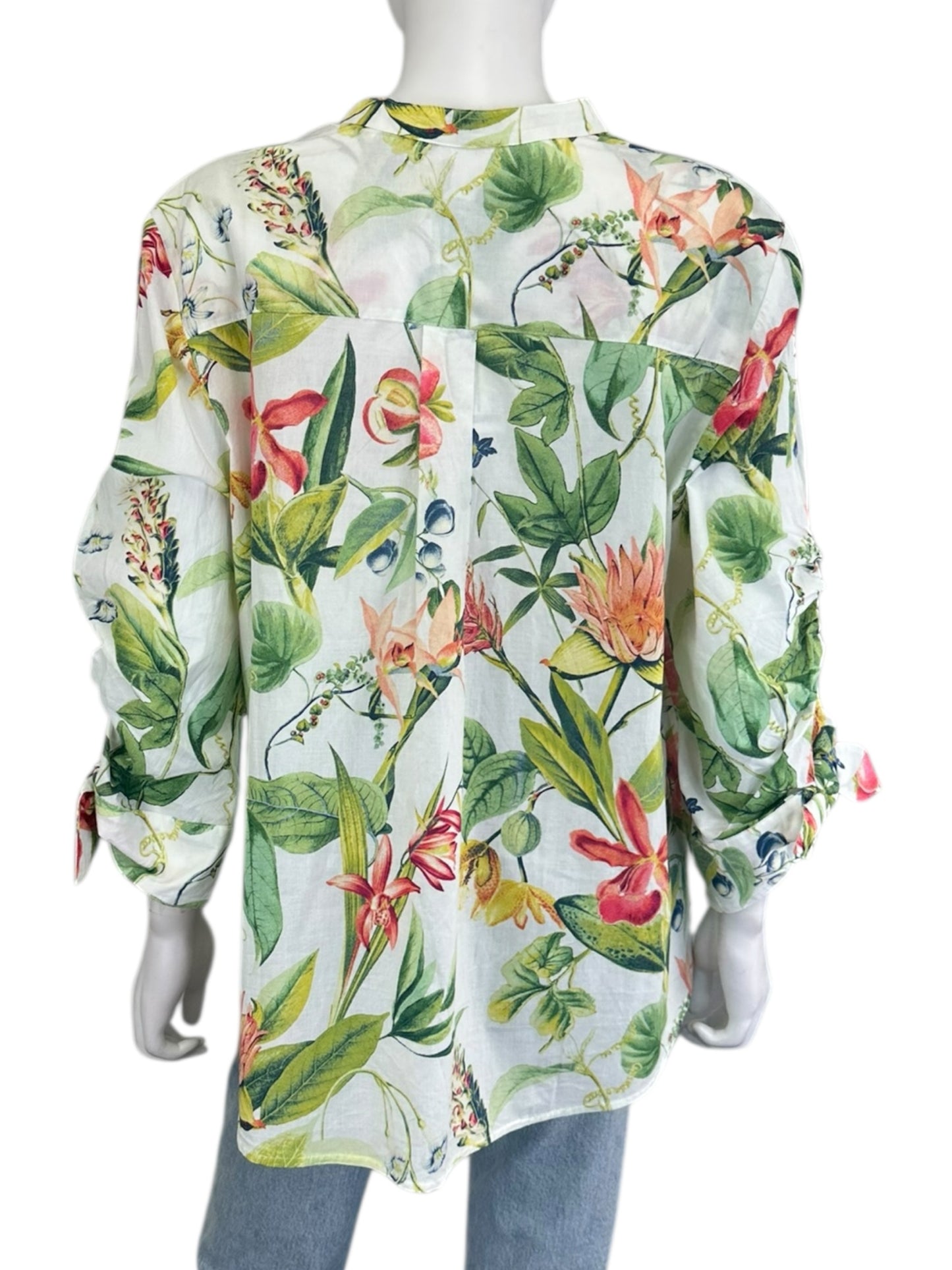Chicos White Tropical Button Down Size XL