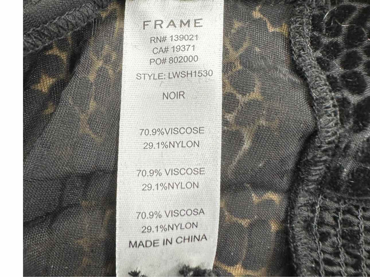 FRAME Black Velvet Croc Blouse Size S