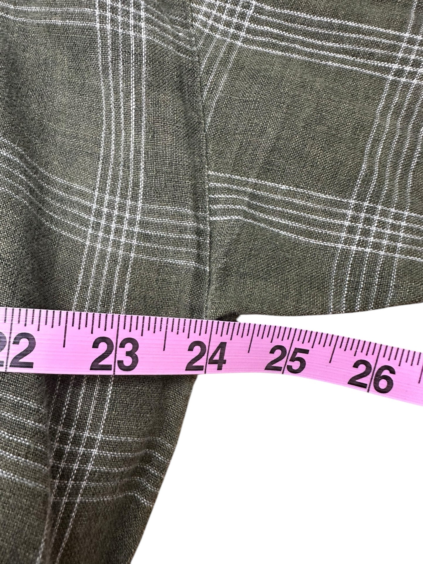 EILEEN FISHER 100% Organic Linen Green Plaid Blouse Size XL