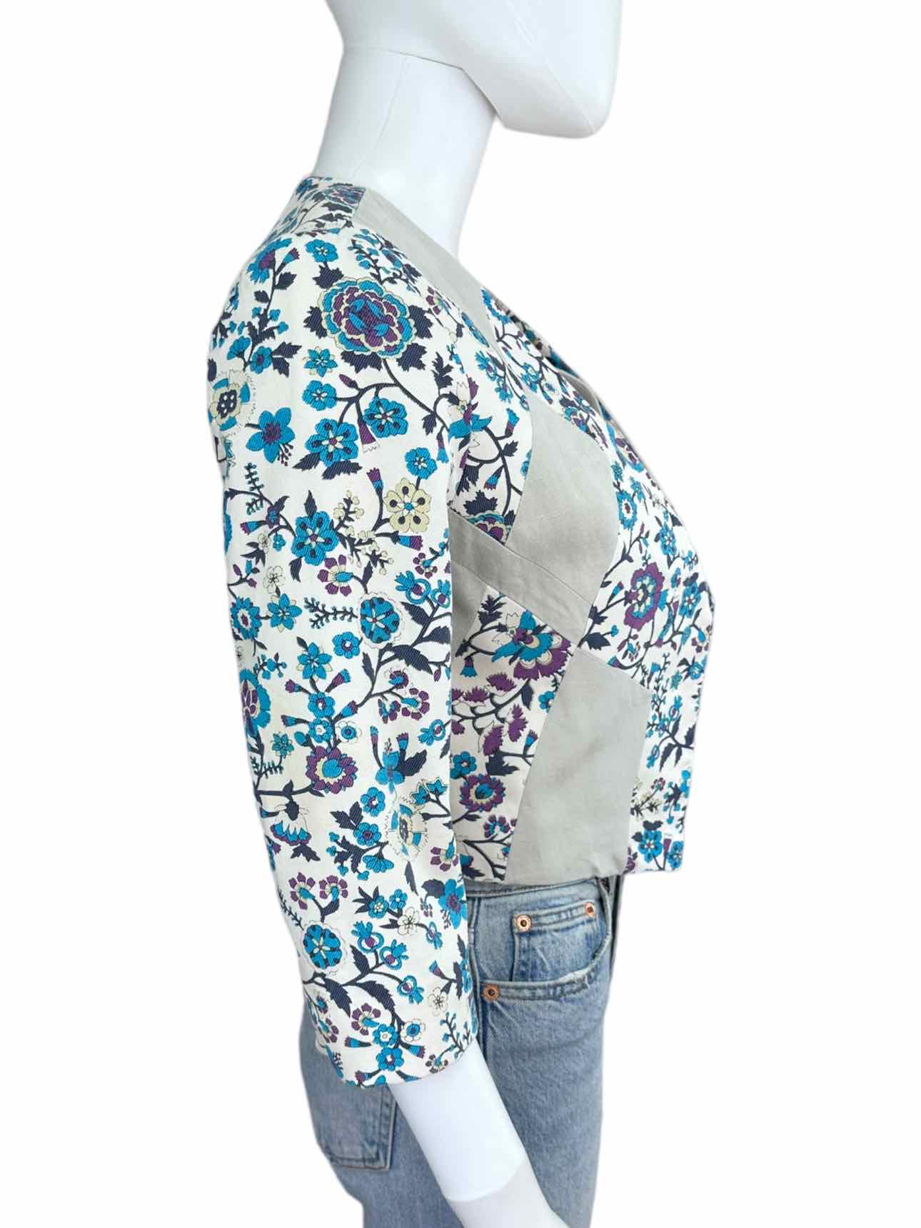 elevenses Cropped Floral Print Jacket Size 2