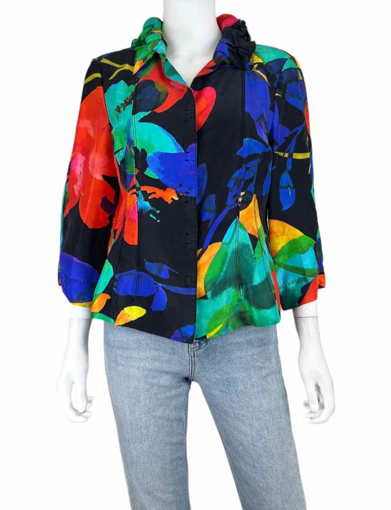 CARLISLE Multi-colored 100% Silk Print Jacket Size 12