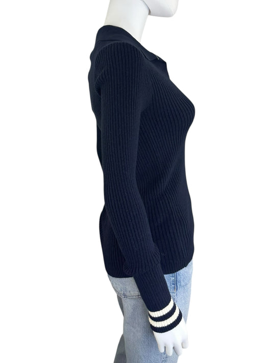 FAHERTY NWT Navy Retro Stripe Sweater Size S