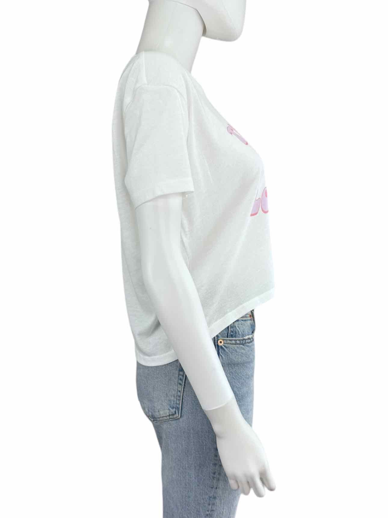 KOCH White Graphic Front Knit Top Size S