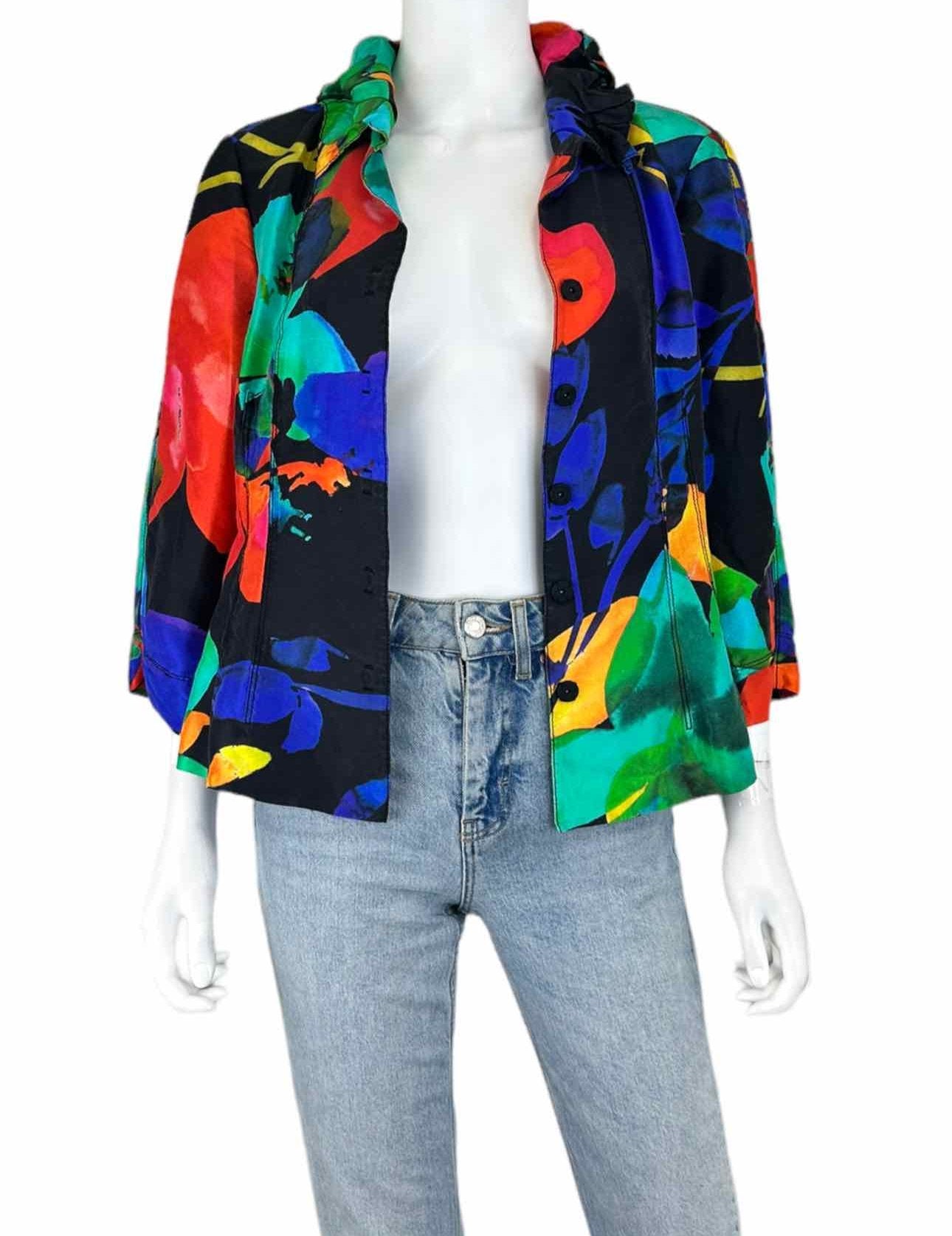 CARLISLE Multi-colored 100% Silk Print Jacket Size 12