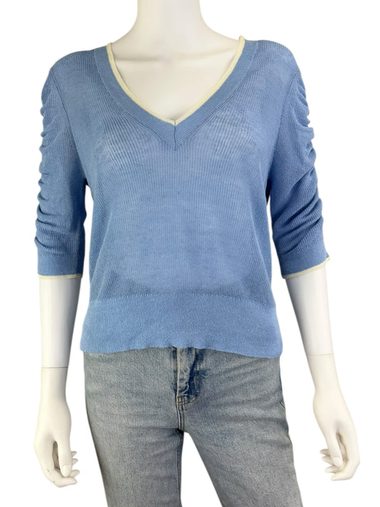 VERONICA BEARD Blue Sheer Top Size M