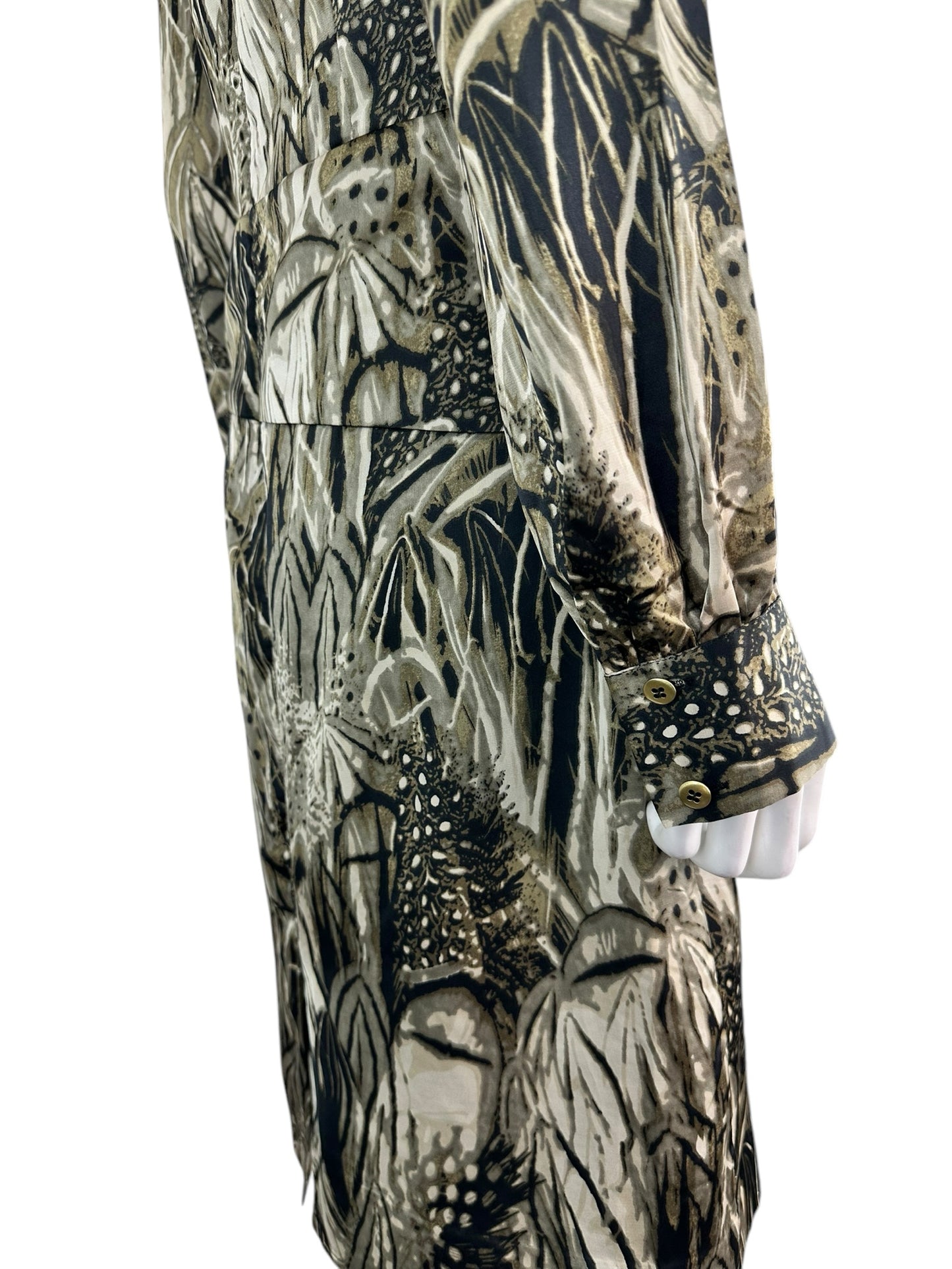 ANTONIO MELANI Black Satin Print Dress Size 8