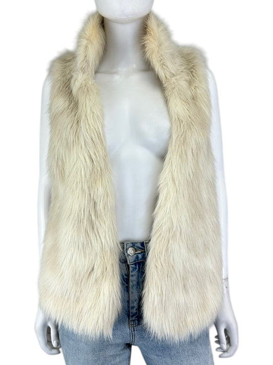 GIBSON LATIMER Cream Faux Fur Vest Size S