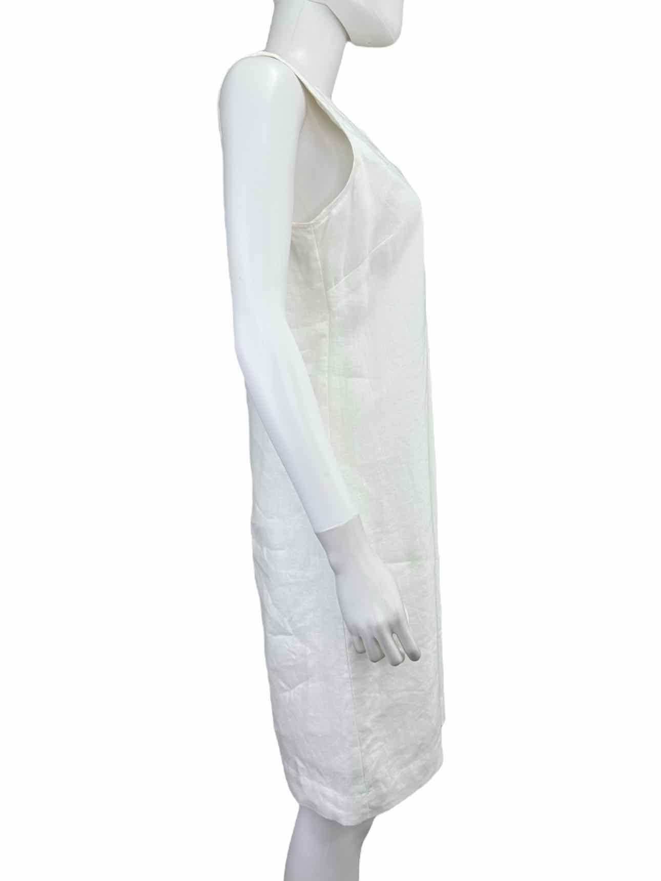 SIGRID OLSEN signature White 100% Linen Sleeveless Dress Size 8